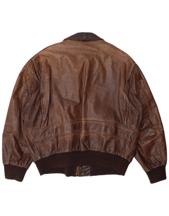 La Matta Chaqueta Bomber De Cuero Para Hombre IT 50 Grande Cuero Marrón