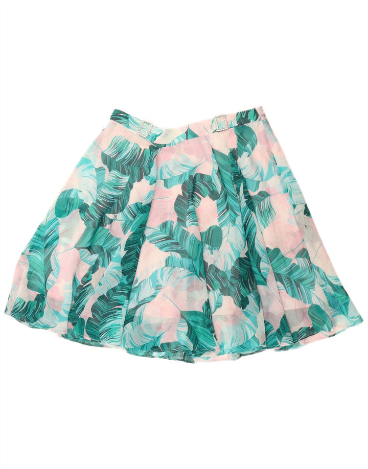 GUESS Falda acampanada para mujer UK 12 Medium W28 Poliéster floral azul