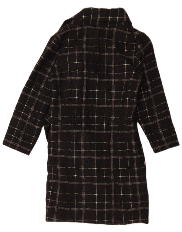 Vintage mujer abrigo de gran tamaño US 2 XS negro comprobar lana