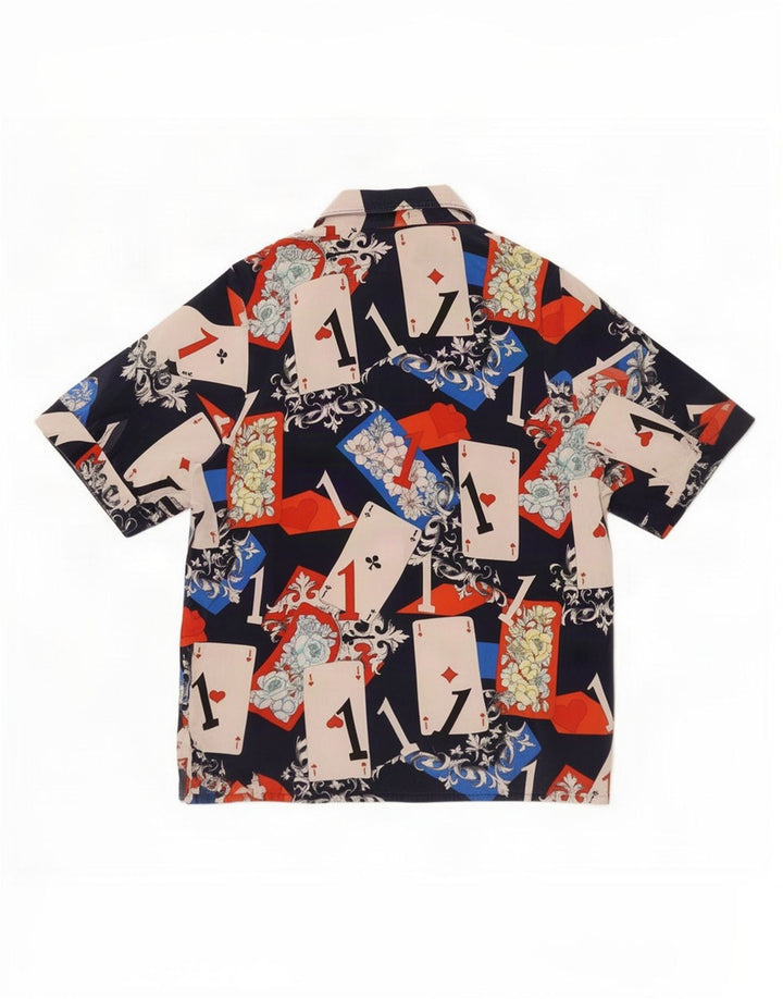 Vintage mujer patrón abstracto camisa blusa Reino Unido 16 grande multicolor
