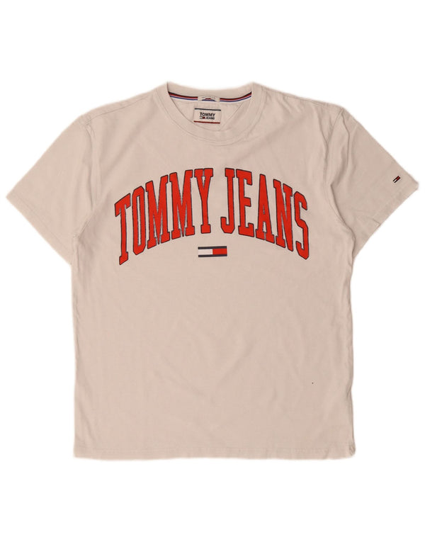 Tommy Hilfiger Camiseta con gráfico de ajuste regular para hombre Top de algodón blanco mediano