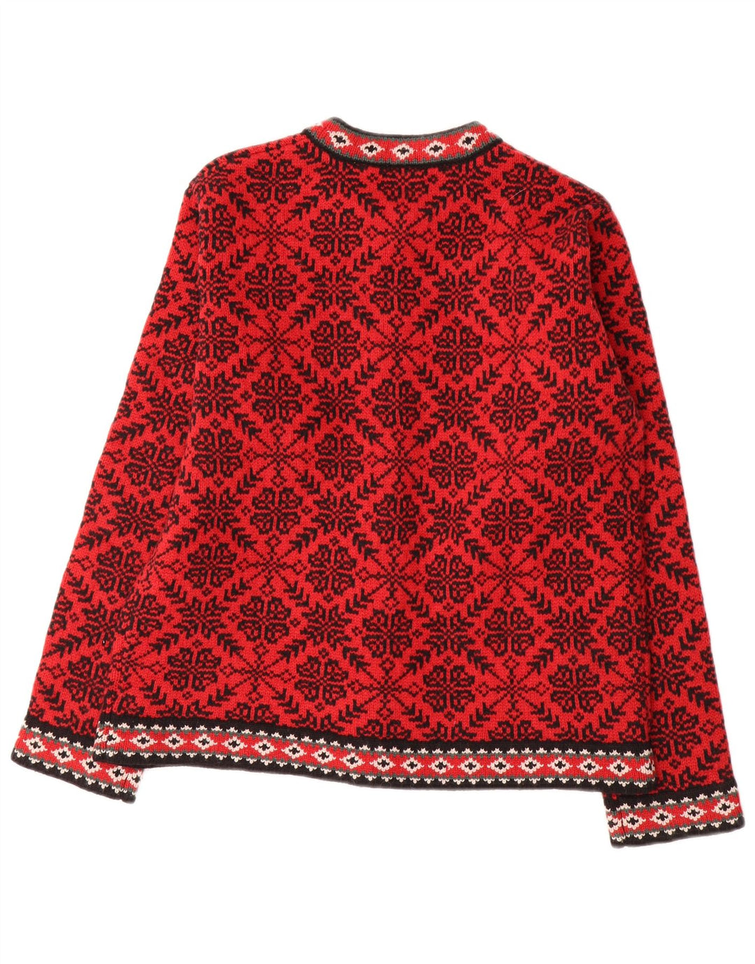L.L.Bean Suéter tipo cárdigan para mujer Reino Unido 14 Lana Fair Isle roja mediana
