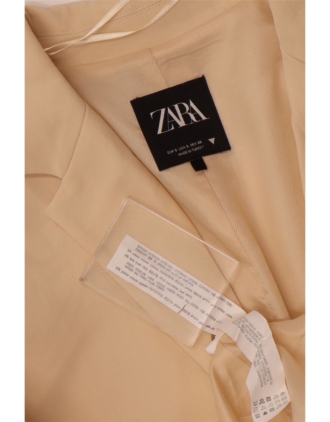 Zara Mujer Blazer Extragrande De 2 Botones UK 10 Small Beige Poliéster