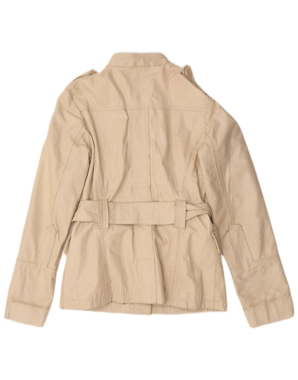 Chaqueta de cuero militar vintage para mujer IT 44 Cuero beige medio