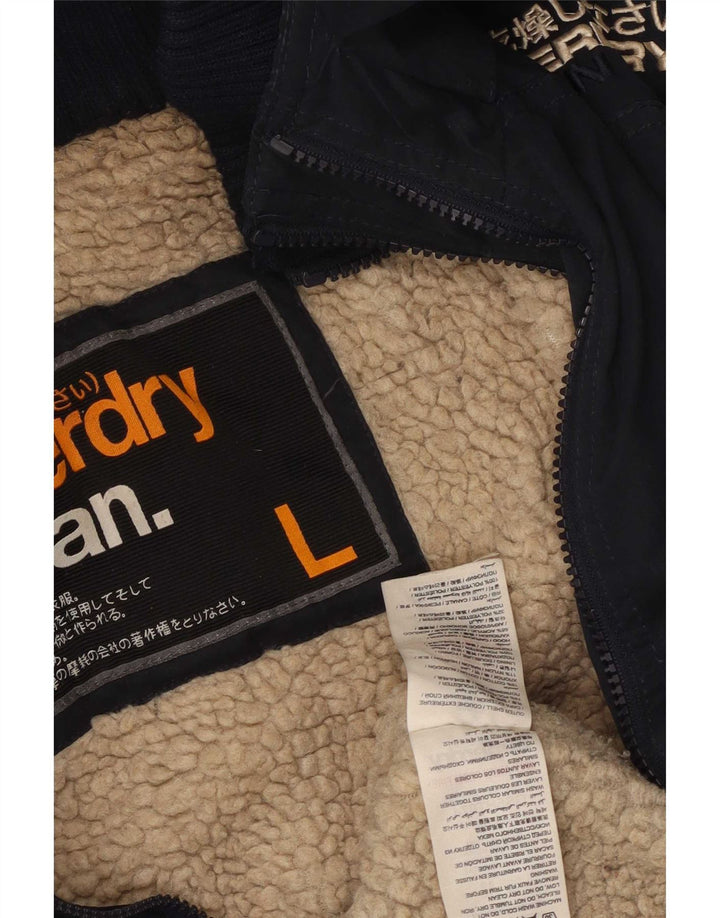Superdry Parka con capucha para mujer, talla 44, poliéster azul marino grande