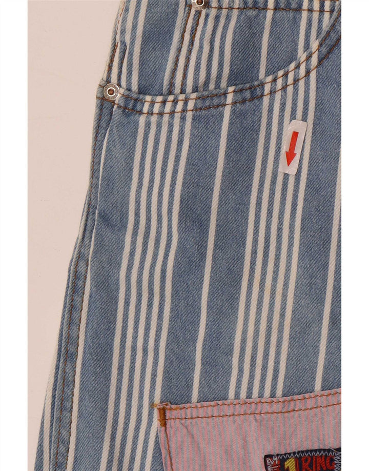 Vintage mujer peto pantalones cortos W28 azul medio rayas