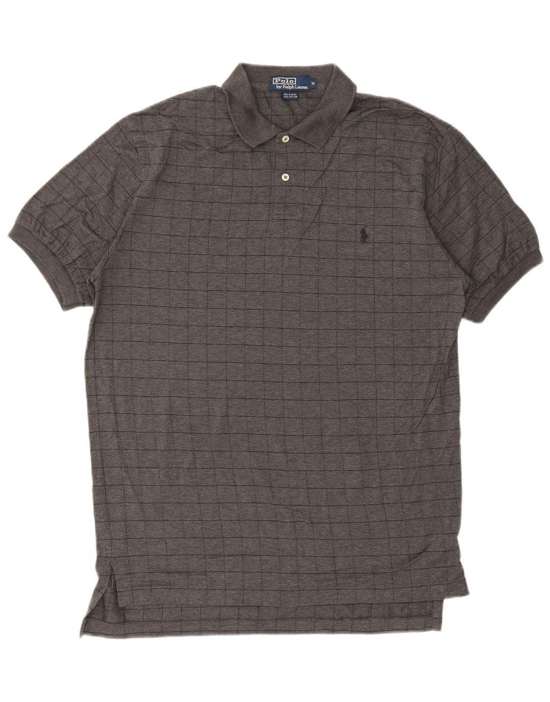POLO RALPH LAUREN Polo de hombre de algodón a cuadros gris medio