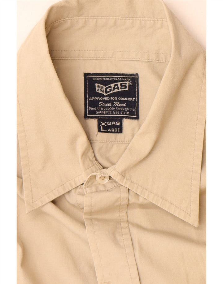 Camisa Gas Hombre XL Algodón Beige