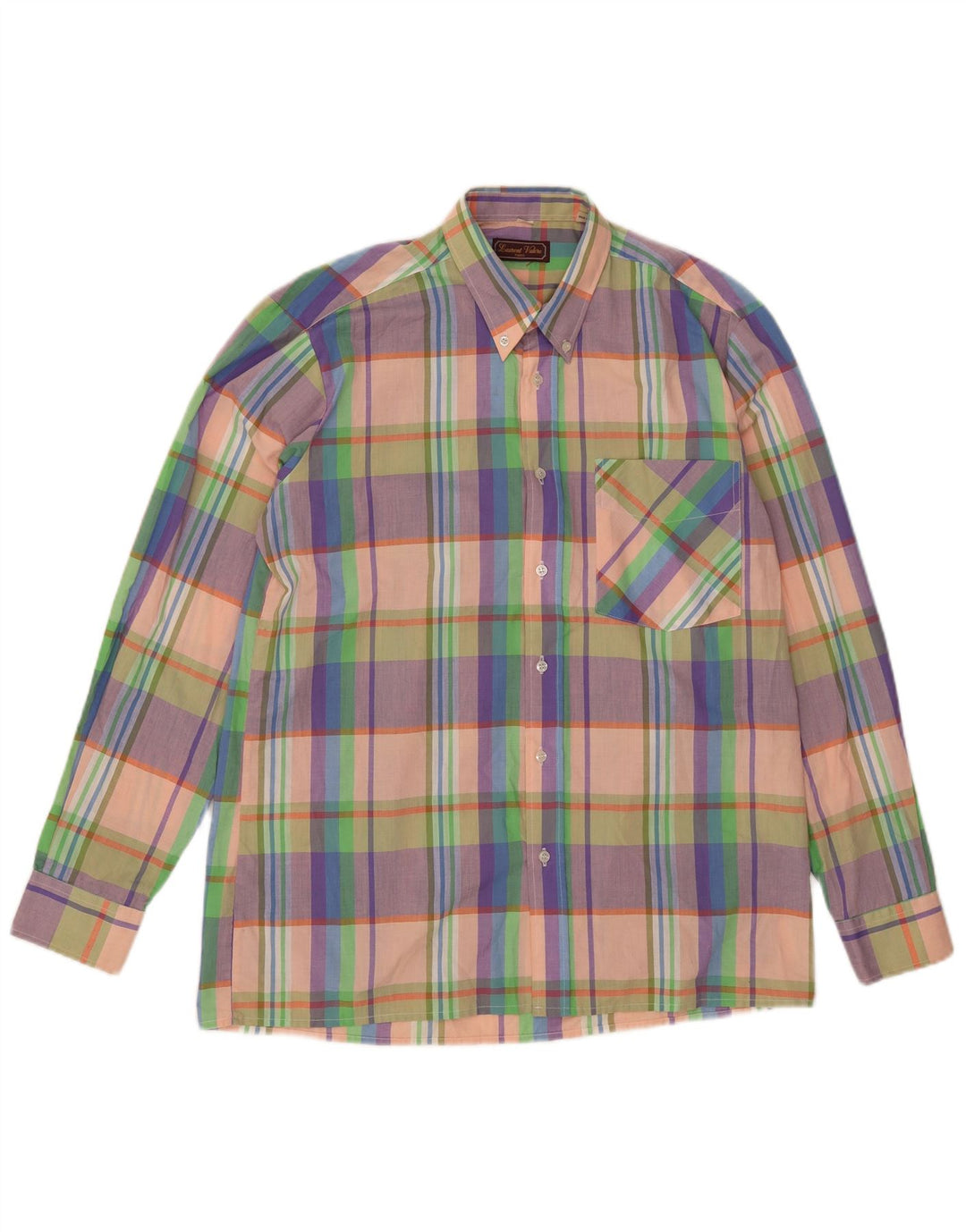 Camisa vintage a cuadros para hombre Poliéster a cuadros multicolor medio