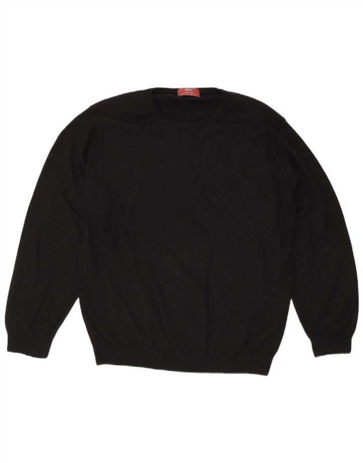 Marks & Spencer - Jersey de cuello redondo para hombre, talla grande, lana negra