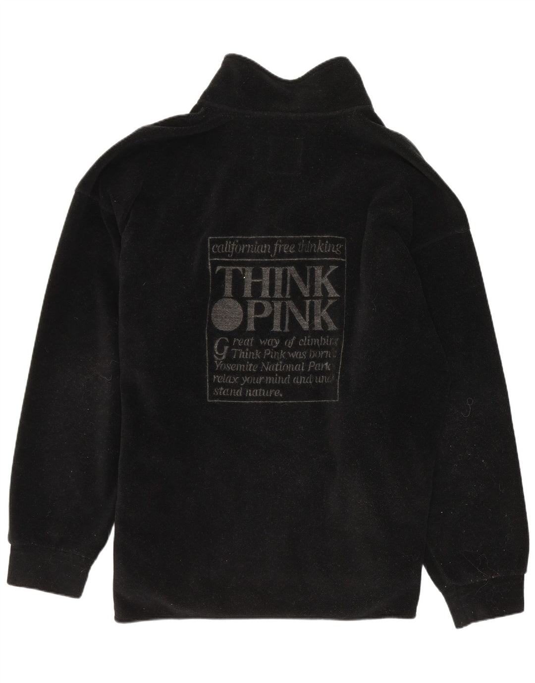Think Pink Jersey de forro polar con cuello y cremallera gráfico para hombre Poliéster negro grande