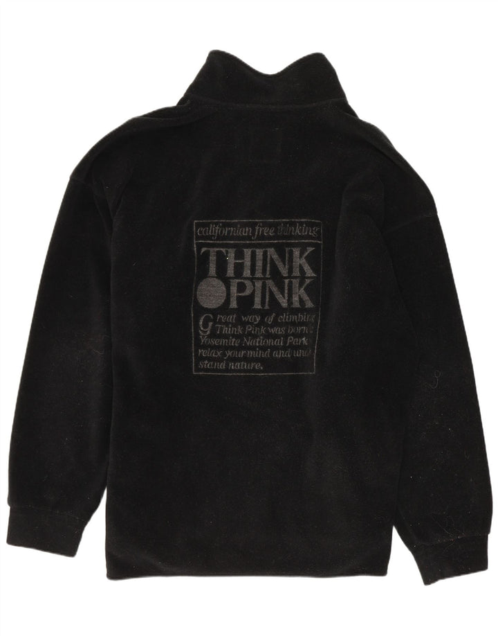 Think Pink Jersey de forro polar con cuello y cremallera gráfico para hombre Poliéster negro grande
