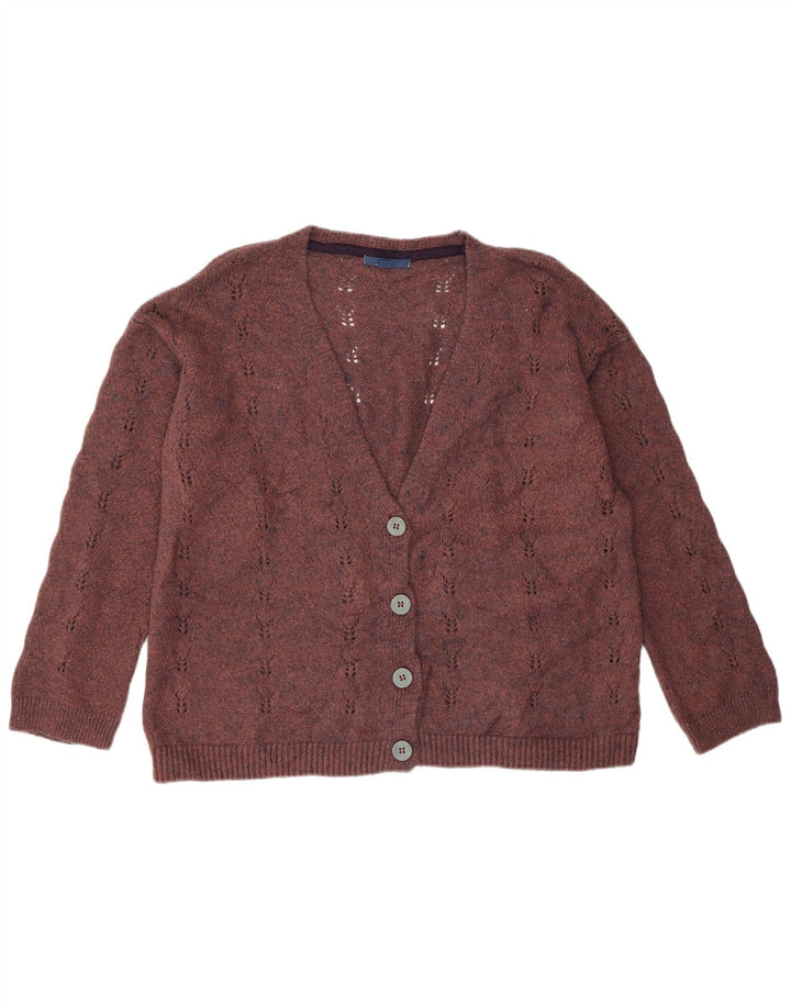 White Stuff Cárdigan de corte holgado para mujer, talla 44, acrílico granate mediano