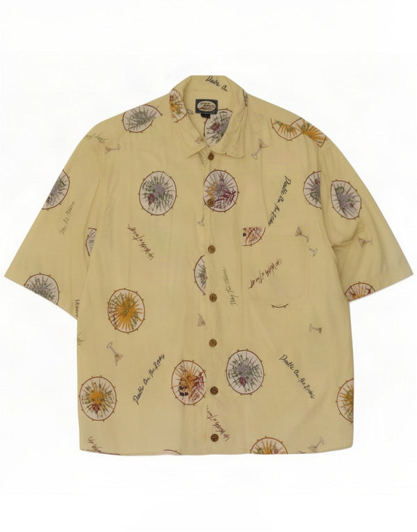 Tommy Bahama Camisa de manga corta para hombre con estampado abstracto Medium Yellow Beach