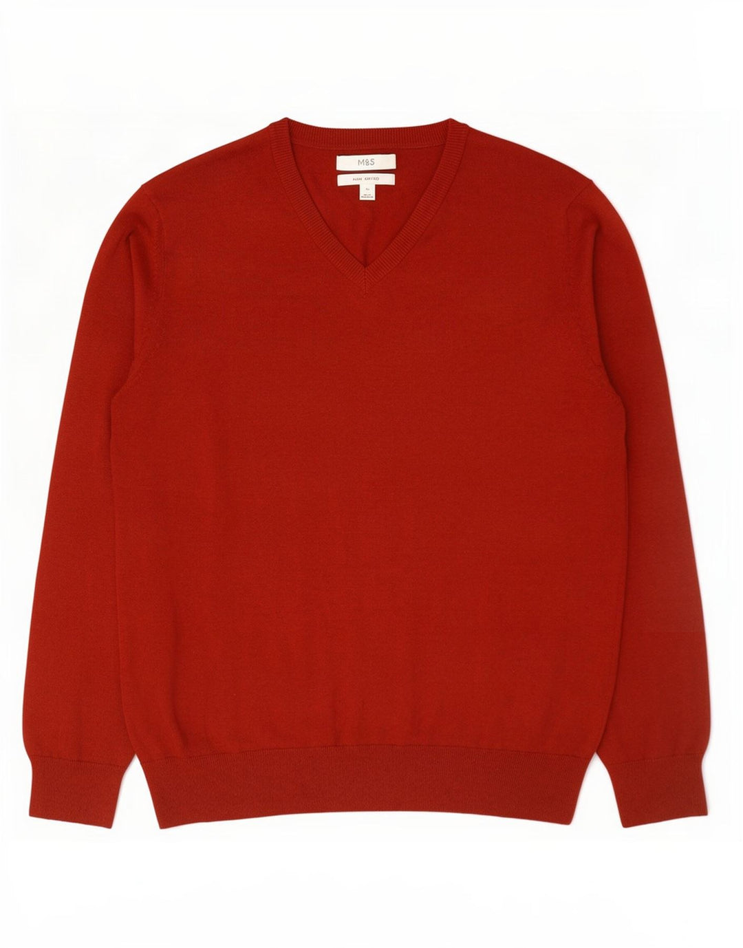 Marks & Spencer Jersey con cuello en V para hombre XL Algodón rojo