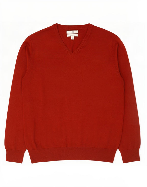 Marks & Spencer Jersey con cuello en V para hombre XL Algodón rojo