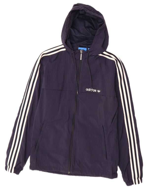 Adidas - Chaqueta de chándal con capucha para hombre, talla XS, nailon azul marino
