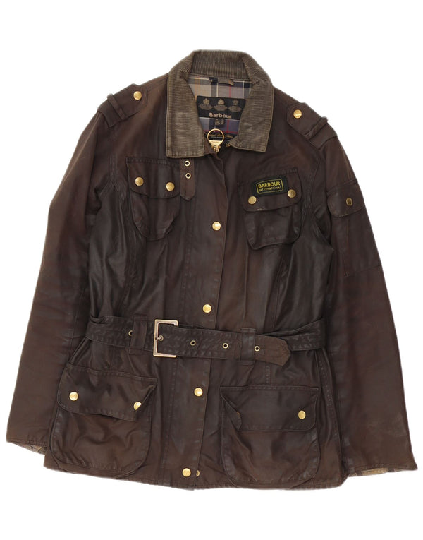 Barbour Chaqueta militar de algodón encerado para mujer Reino Unido 44 Marrón grande