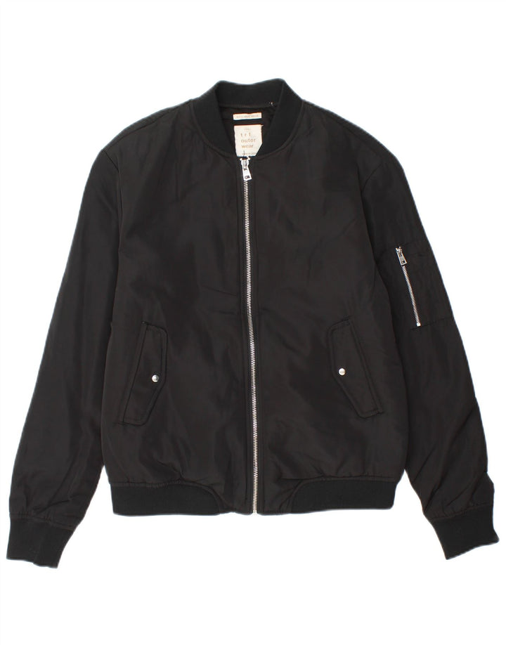 ZARA Chaqueta Bomber Mujer UK 10 Small Poliéster Negro