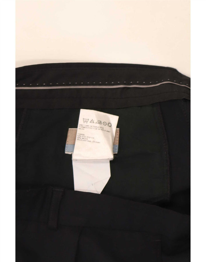 Marks & Spencer Pantalón de traje con pinzas para hombre W34 L31 Poliéster azul marino