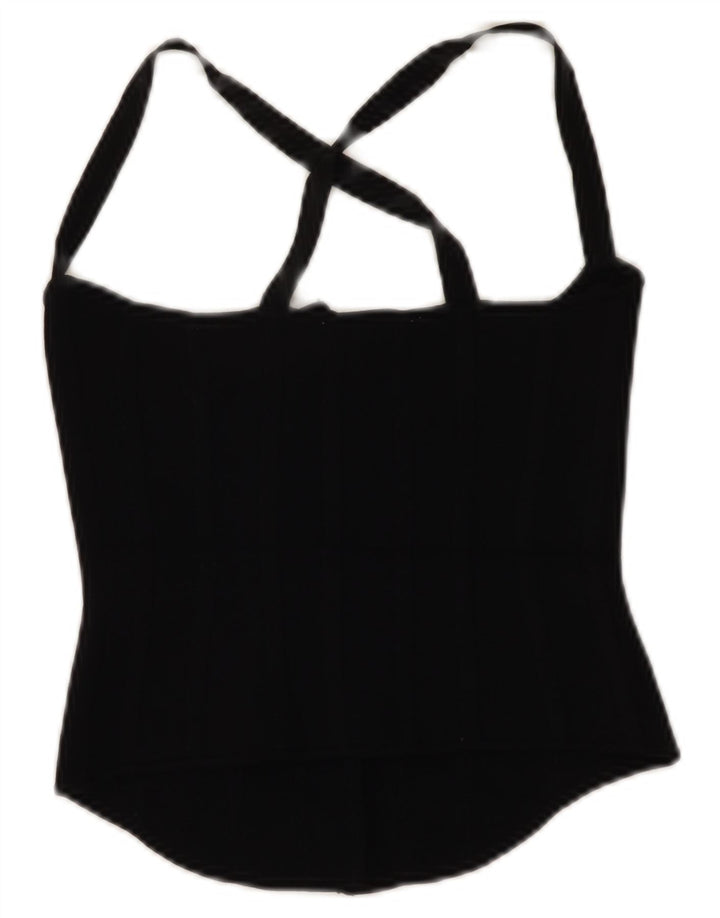 Zara Mujer Crop Top UK 8 Small Viscosa Negra