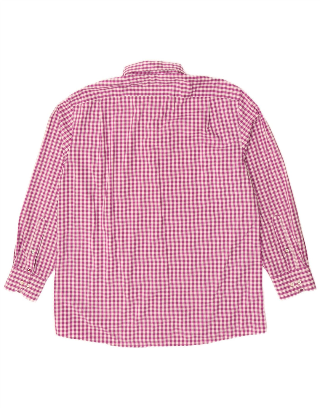 TOMMY HILFIGER Camisa para hombre Talla 17 XL Algodón a cuadros morado