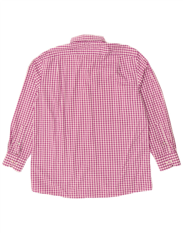 TOMMY HILFIGER Camisa para hombre Talla 17 XL Algodón a cuadros morado