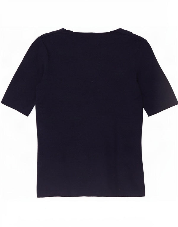 Marks & Spencer Camiseta corta para mujer UK 10 Small Viscosa azul marino