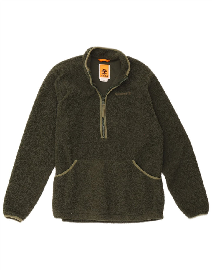 Timberland - Jersey de forro polar con cuello y cremallera para hombre, poliéster verde pequeño