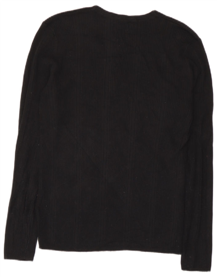 Marks & Spencer Top para mujer de manga larga UK 10 Small Viscosa a rayas negras