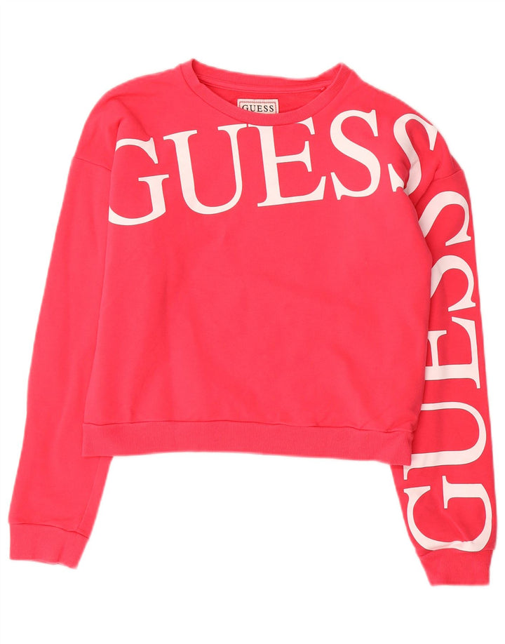 GUESS Sudadera con gráfico corto para niña 13-14 años Algodón rosa