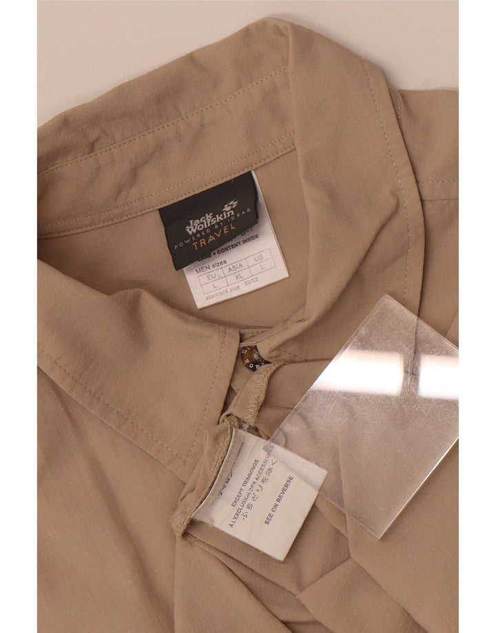 Camisa Jack Wolfskin Hombre Manga Corta Large Poliamida Beige