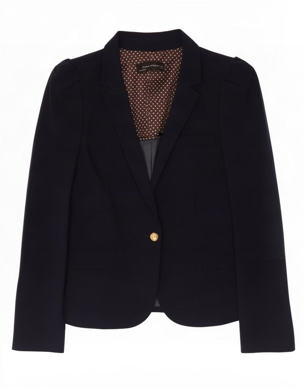 Zara Chaqueta Blazer De 1 Botón para Mujer UK 42 Azul Marino Mediano