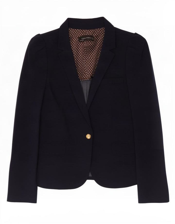 Zara Chaqueta Blazer De 1 Botón para Mujer UK 42 Azul Marino Mediano