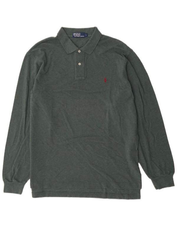 Polo Ralph Lauren Polo de manga larga para hombre de algodón verde grande