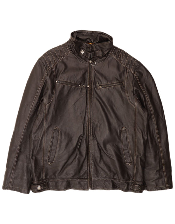KARTEL Chaqueta de cuero para hombre UK 38 Cuero marrón medio