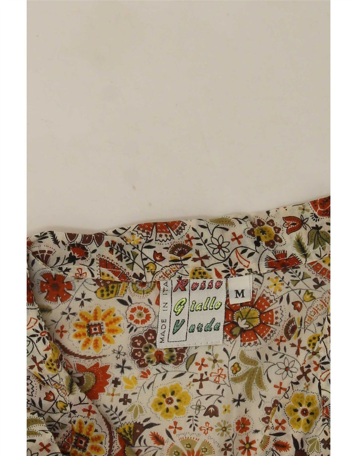 Vintage hombres camisa de manga corta medio multicolor floral