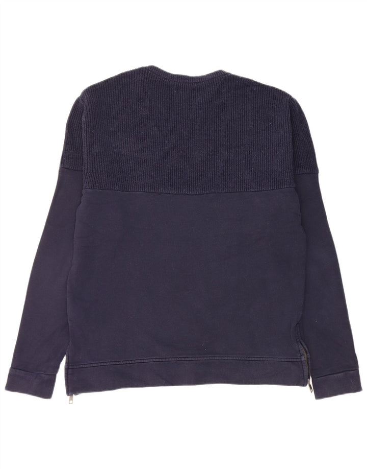 Zara Hombre Sudadera Jumper Large Azul Marino Algodón