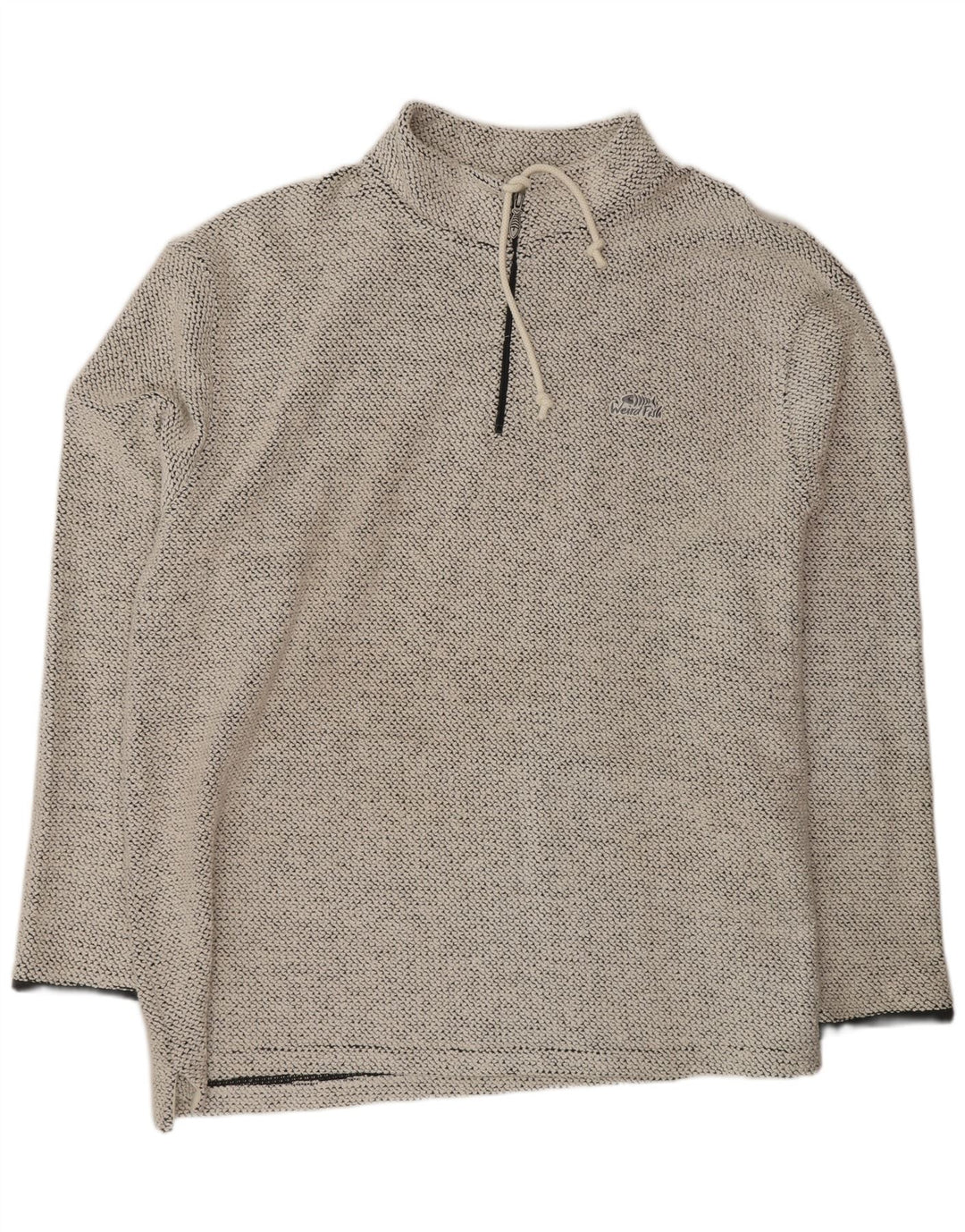 Weird Fish Sudadera con Cuello con Cremallera para Hombre Jersey Mediano de algodón Moteado en Blanco Roto