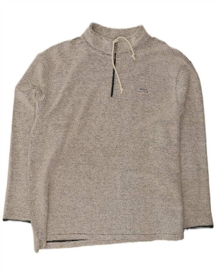 Weird Fish Sudadera con Cuello con Cremallera para Hombre Jersey Mediano de algodón Moteado en Blanco Roto