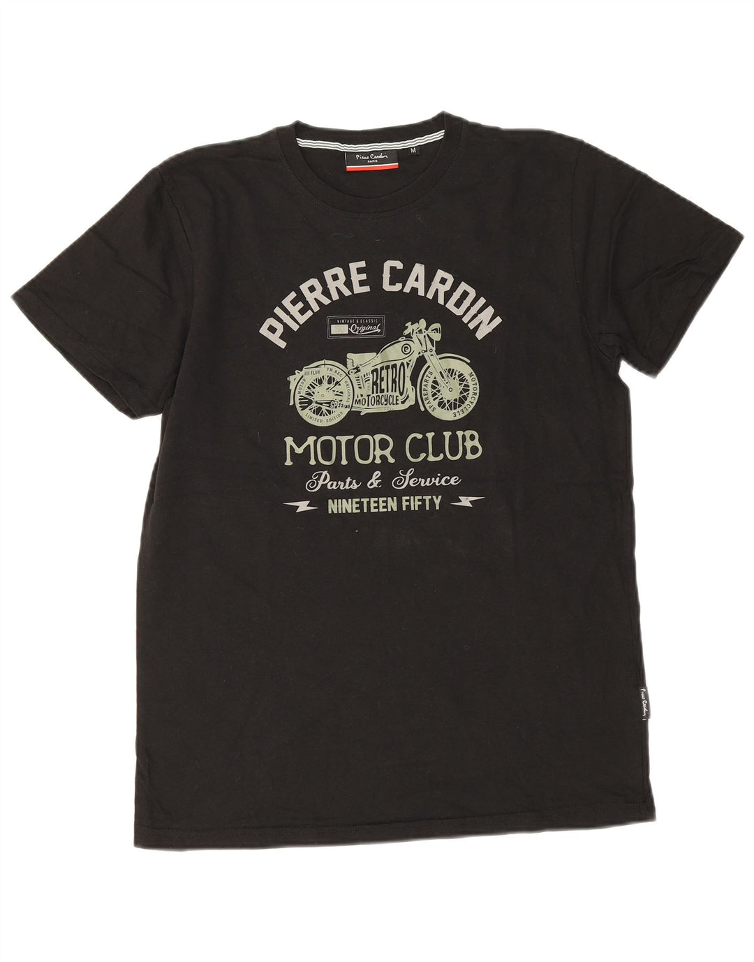 Pierre Cardin - Camiseta gráfica para hombre, talla mediana, algodón negro