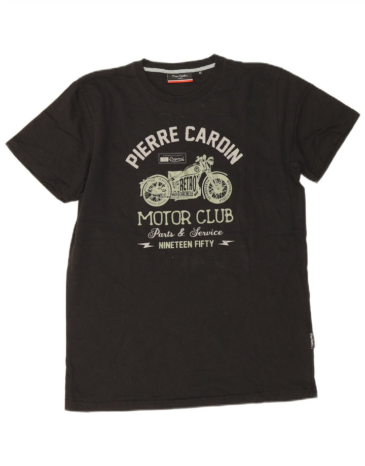 Pierre Cardin - Camiseta gráfica para hombre, talla mediana, algodón negro