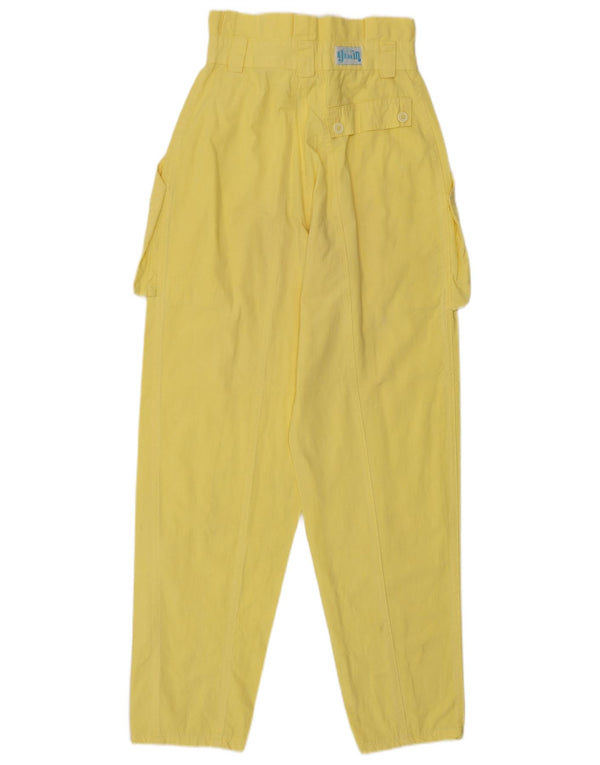 Vintage mujer cintura alta cónicos pantalones cargo IT 36 XS W24 L28 Amarillo
