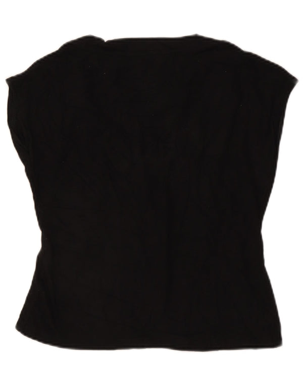 SASHA Blusa corta para mujer UK 12 Medium Black Viscosa