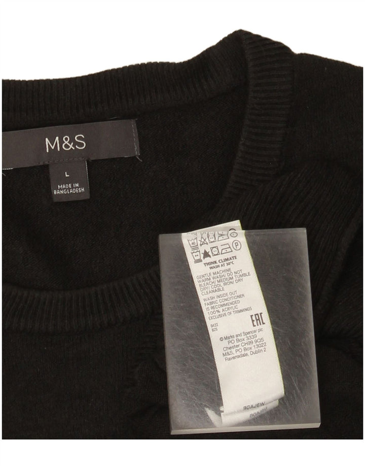 Marks & Spencer - Jersey de cuello redondo para hombre, talla grande, acrílico negro