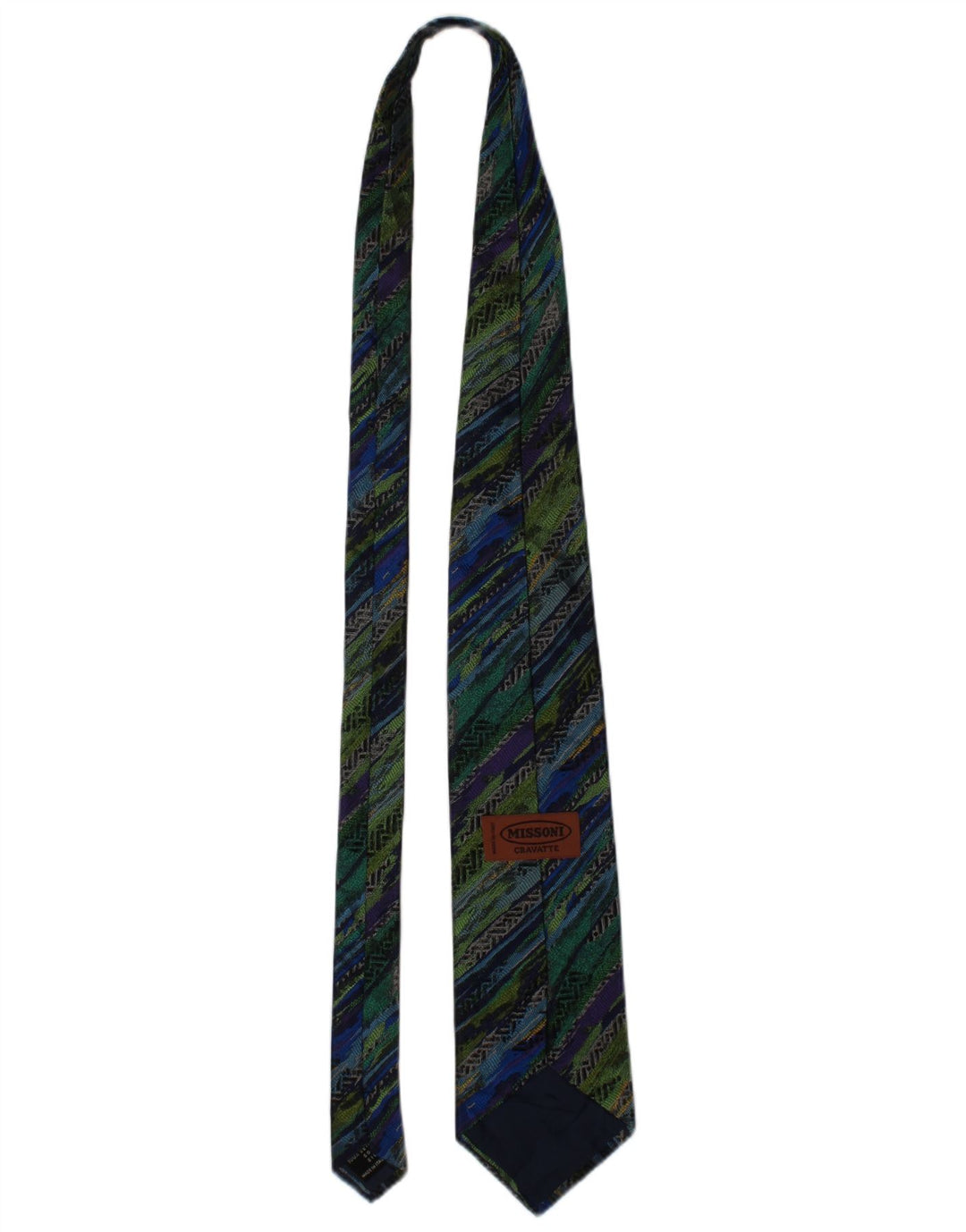 Corbata Missoni para hombre, talla única, diseño geométrico de seda multicolor