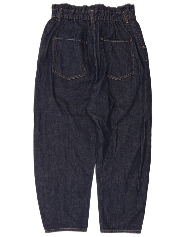 Zara Vaqueros recortados de talle alto y corte holgado para mujer EU 44 XL W28 L25 Azul marino