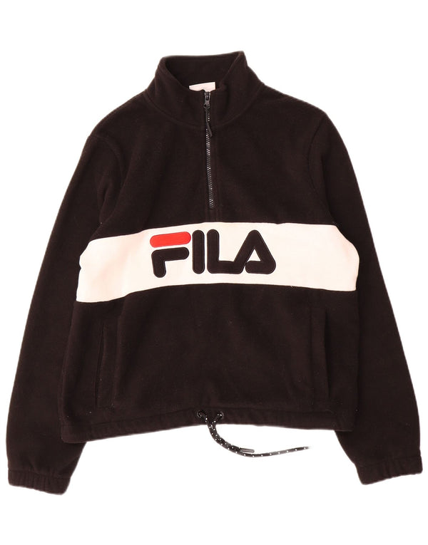 Fila Mujer Oversize Graphic Fleece Jumper UK 8 Small Black Colorblock