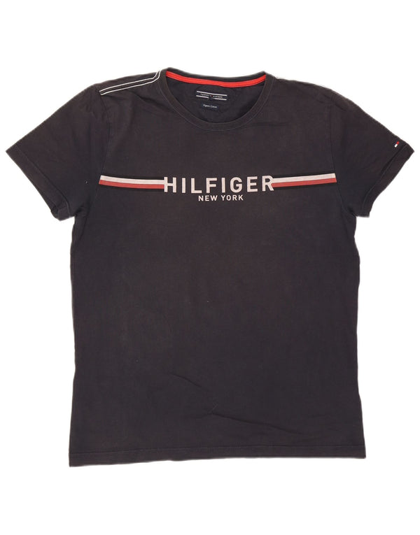 Tommy Hilfiger - Camiseta gráfica para hombre, talla grande, algodón azul marino