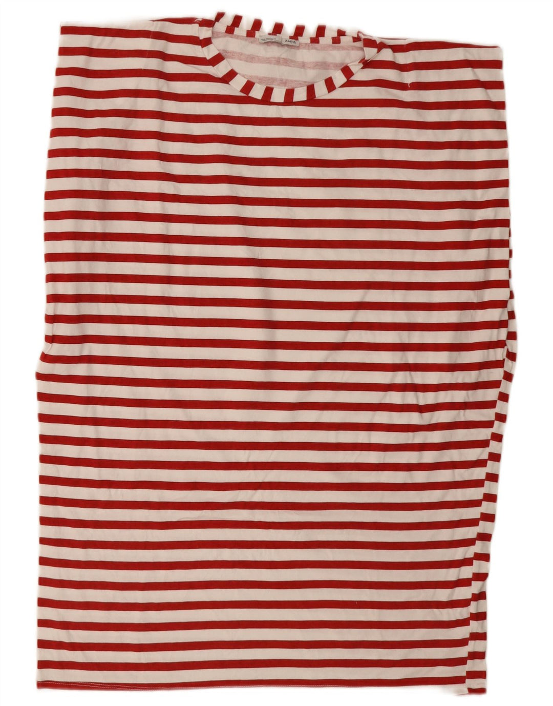 Zara Vestido Camiseta Extragrande Mujer UK 44 Mediano Rayas Rojas